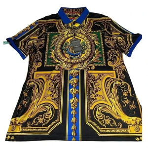 Barabas NWT classic fit 2XL Medusa print Your Highness polo shirt w/ blue collar